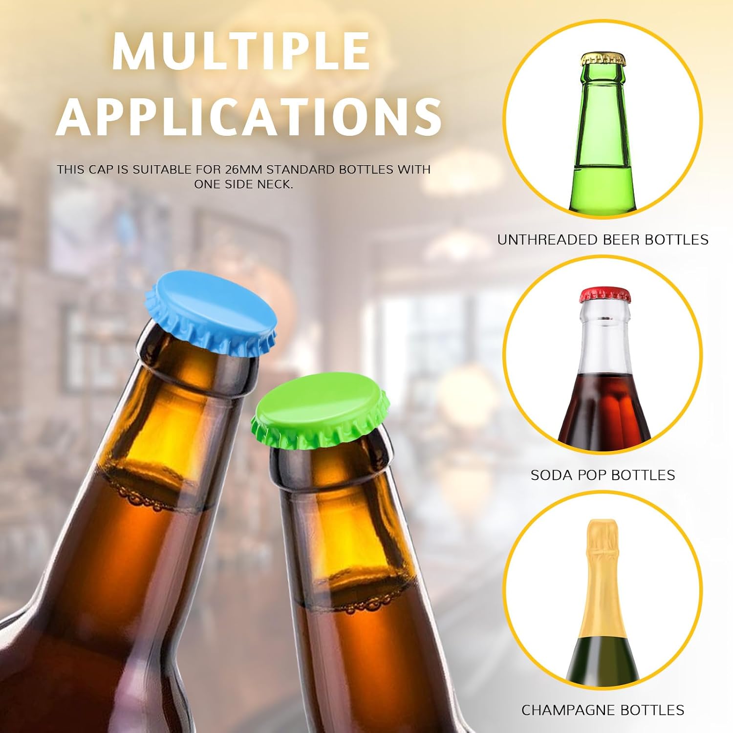 240 Count 15 Colors Bottle Caps, 26mm/1in Metal Beer Bottle Caps Crown Caps with Rubber Seal O-Ring for Homebrew Glass Bottles and Crafts (15 Colors)
