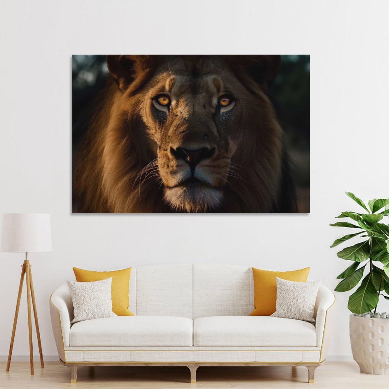 Junmoney Canvas Wall Decor Lion Wildlife Photograph, 08x12inch(20x30cm), for Bedroom, Guest Room Or Reading Nook, Decorative Wall Art for Cosy Rooms