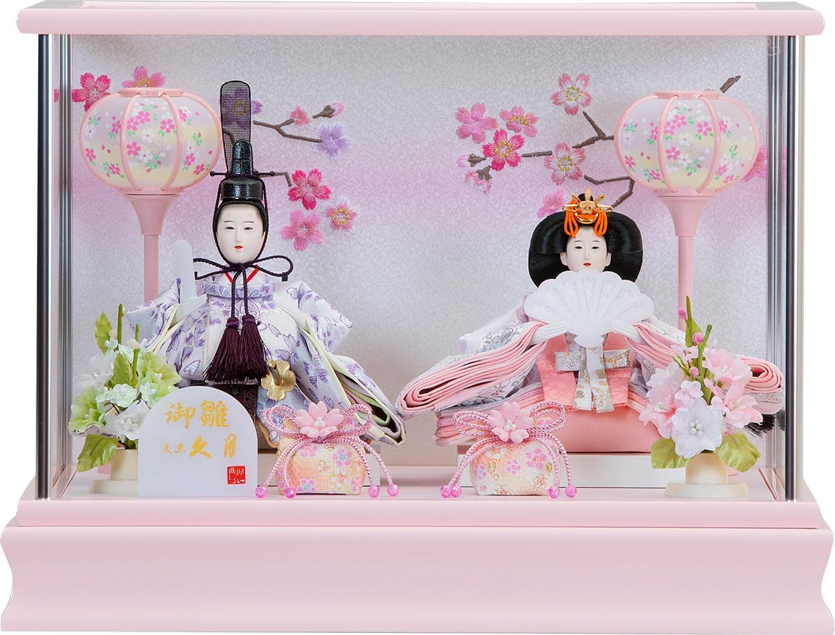 吉徳 ケース入り親王飾り 桜形ガラスケース付き雛人形 特別セール商品