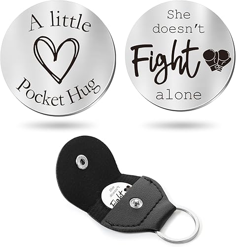 Sureio Ficha de recuerdo de bolsillo para relaciones a larga distancia, recuerdo de acero inoxidable, regalo inspirador de doble cara con llavero