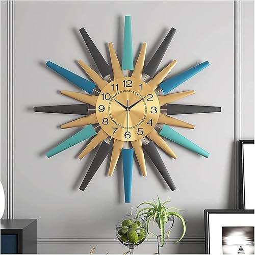 Relojes de pared modernos con forma de explosión de estrellas, funciona con pilas, relojes de pared silenciosos decorativos grandes para sala de