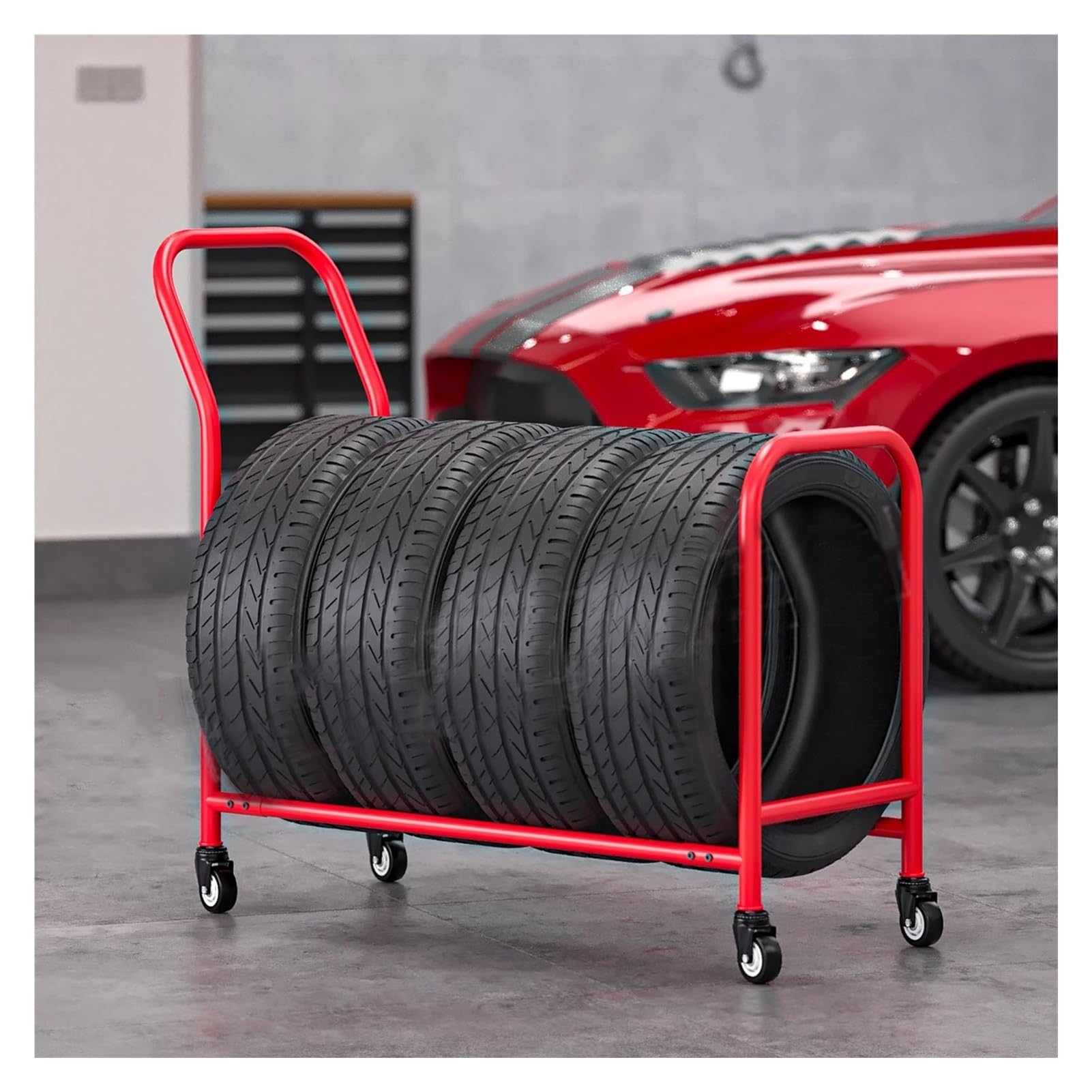 Amazon | タイヤラック フロア タイヤラック収納カート 車輪付き 大型