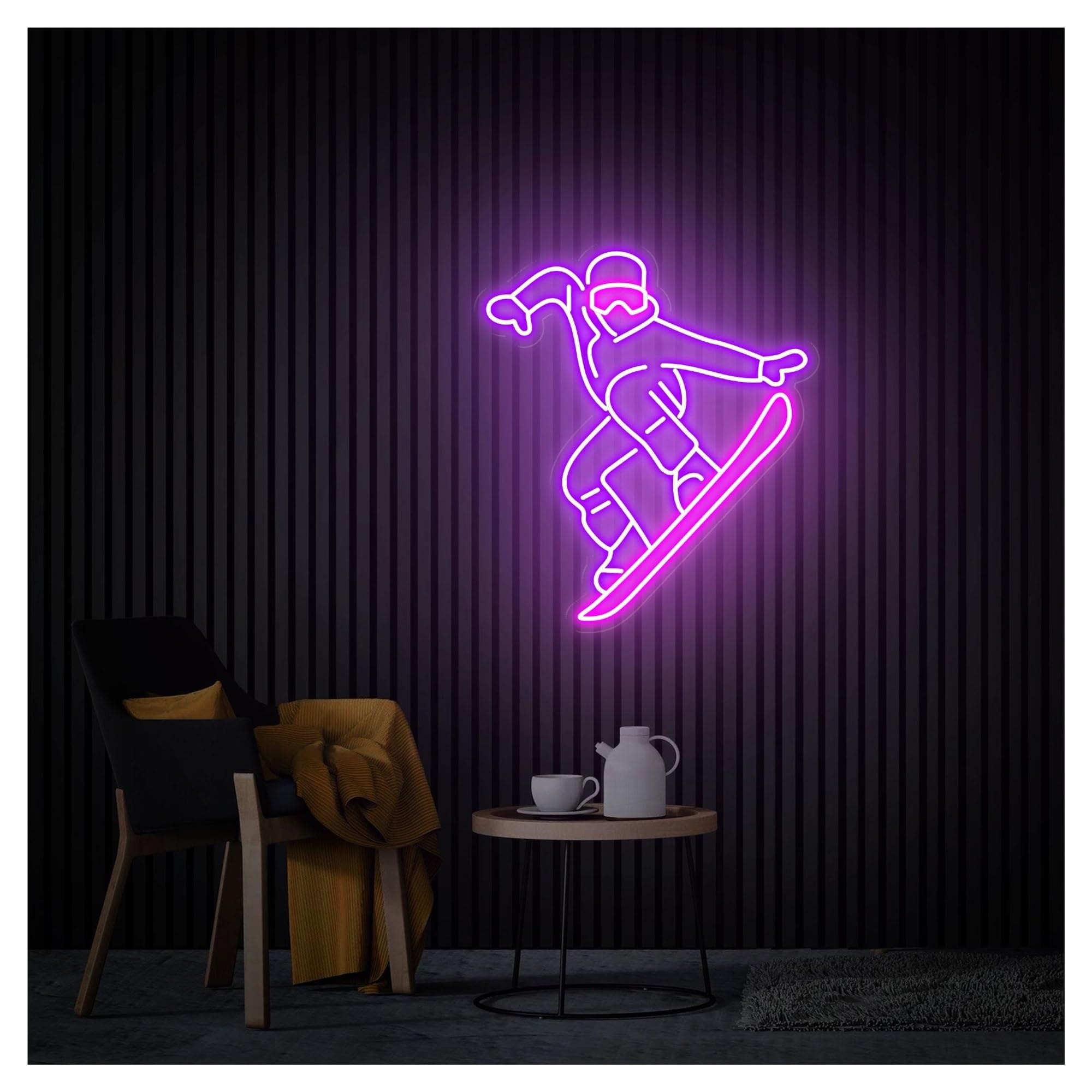 RONGCH Hanging Art Signs Snowboarder Neon Sign,Suitable for Skiing Sports Shop Wall Decor with Dimmable 44cmx50cm(D)