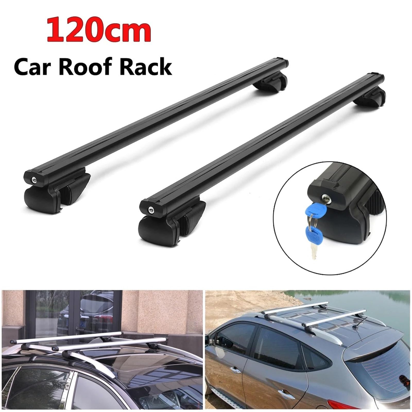 Dachträger Ohne Reling 120Cm Universal-Dachgepäckträger-Querträger, Verstellbare Aluminium-Reling, Gepäckträger, 100Kg