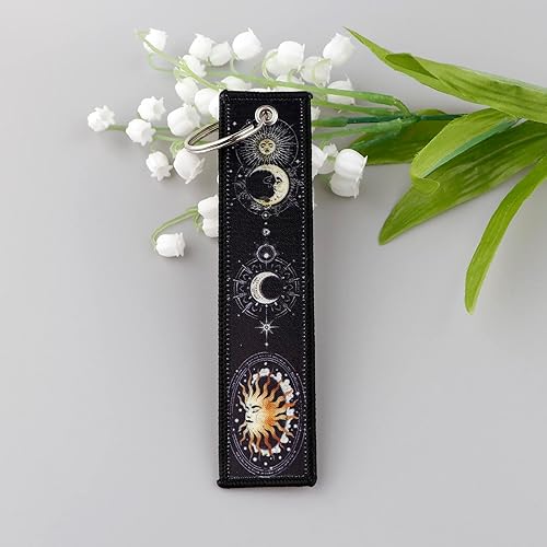 Miniatura 5 de Lindo llavero para llaves de automóvil, motocicleta, scooter, llavero genial, anillo para mujeres y hombres, diseño de luna y sol (2 unidades,