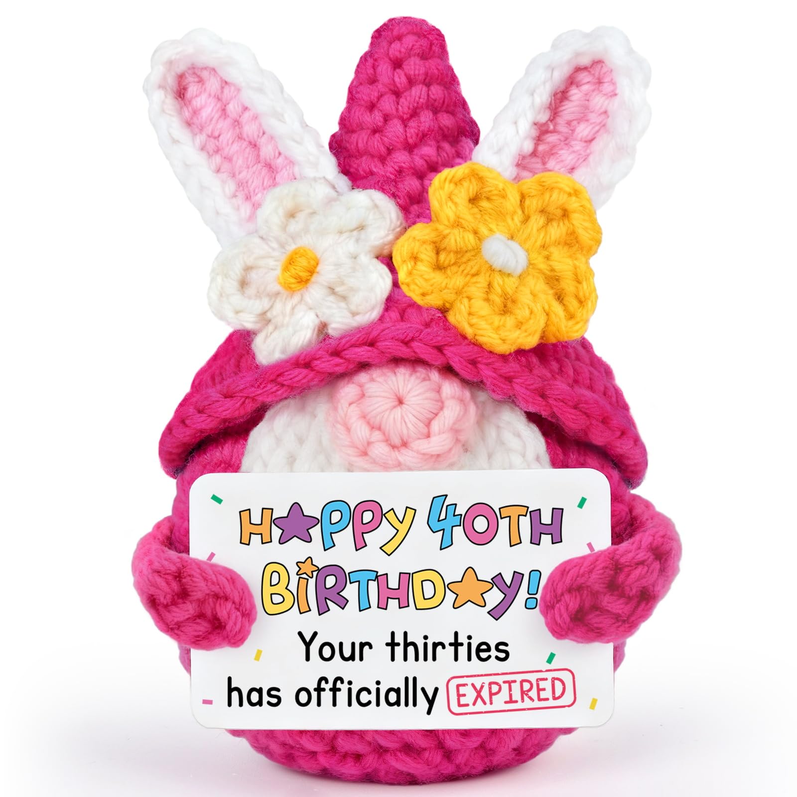 Vetbuosa 40th Birthday Gifts for Women, 40th Birthday Gifts - Crochet Gnome