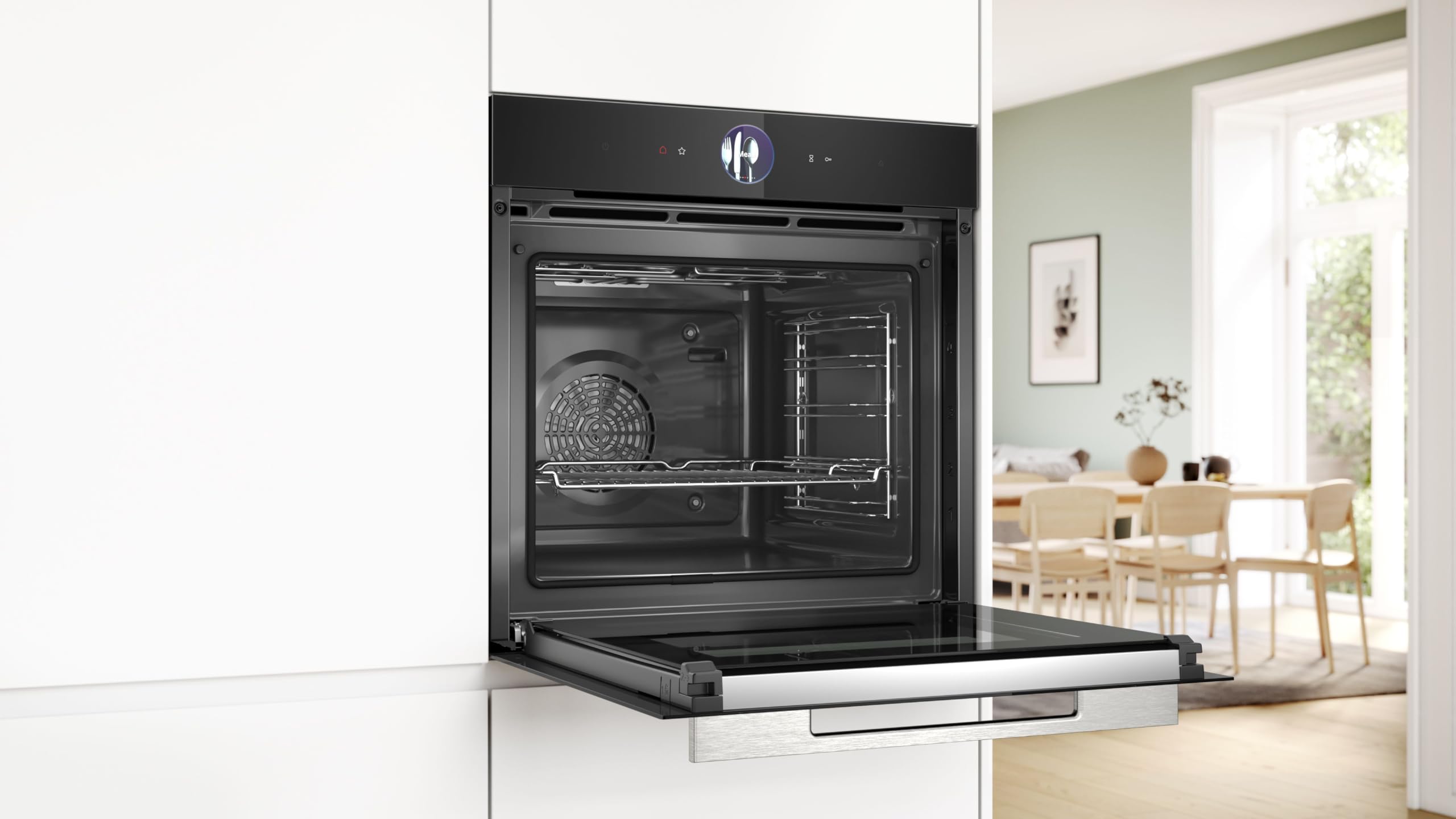 Bosch HRG7764B1 iQ700 Einbau-Backofen mit Dampfunktion, 60x60 cm, Pyrolyse, Hydrolyse, Air Fry, 4D Heißluft, Schwarz