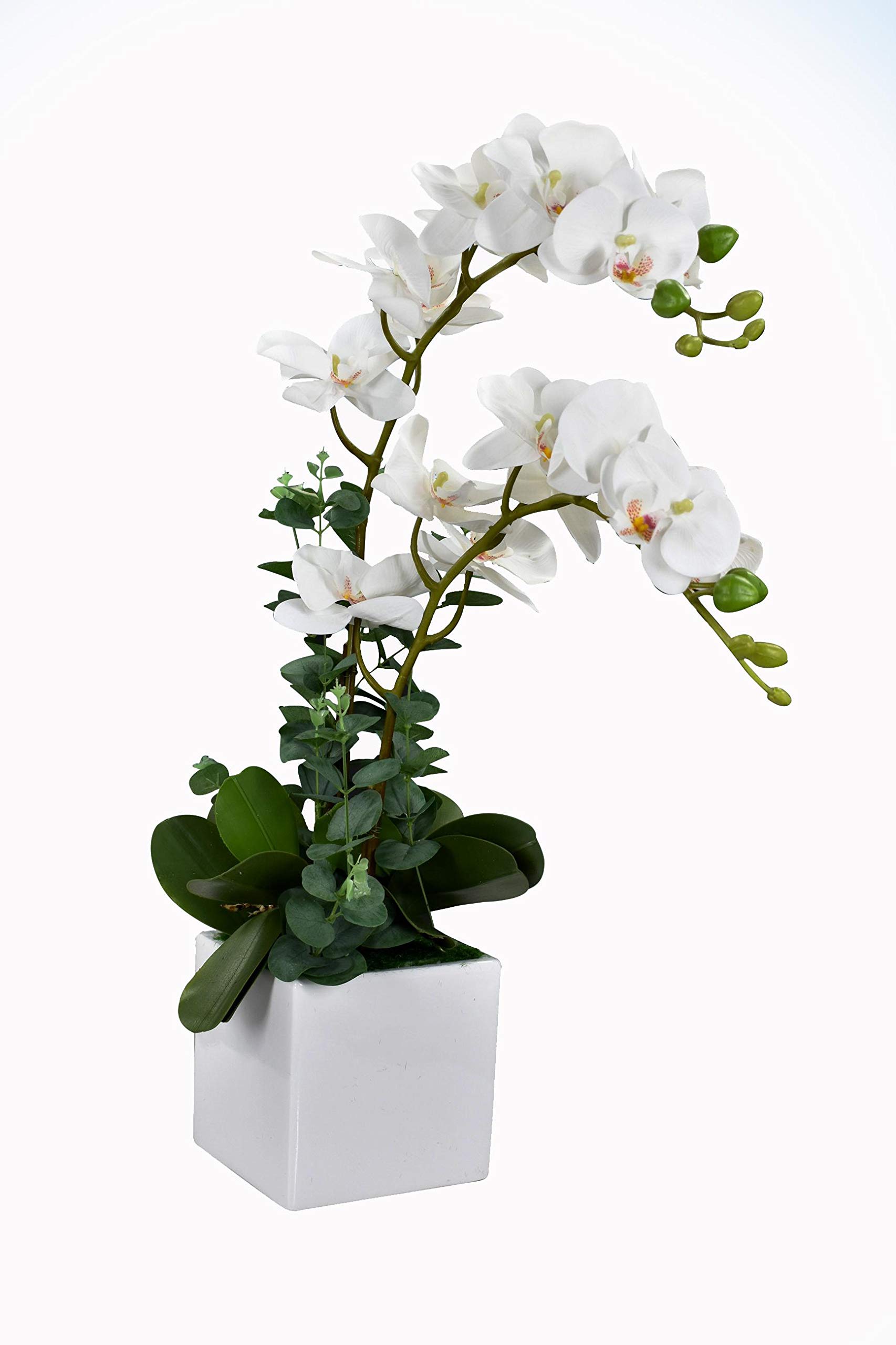 Orchid Flowers Artificial Plants With Decorative Vase Home Indoor Garden Decoration