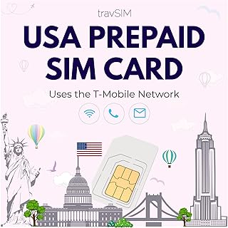 travSIM USA SIM Card | Uses the T-Mobile Network | 50GB data at 4G/5G speeds| SIM for the USA has Unlimited national calls & texts | USA SIM Card 30 days