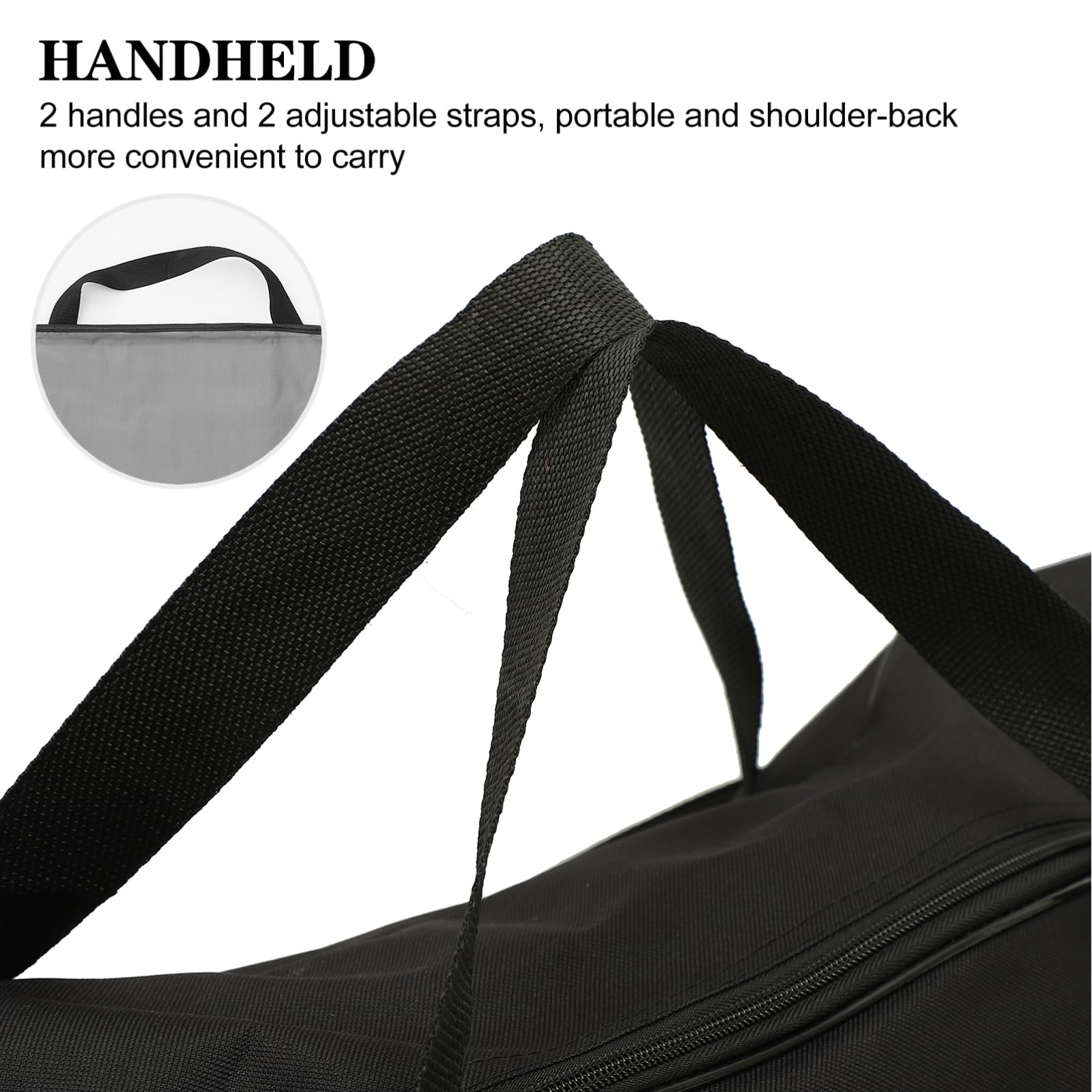 Borsa per Tastiera Elettronica 61 Tasti Nera, Pieghevole | Tessuto Oxford 600d, Tasca Accessoria, Uso Esterno e Performance, Leggera da Trasportare