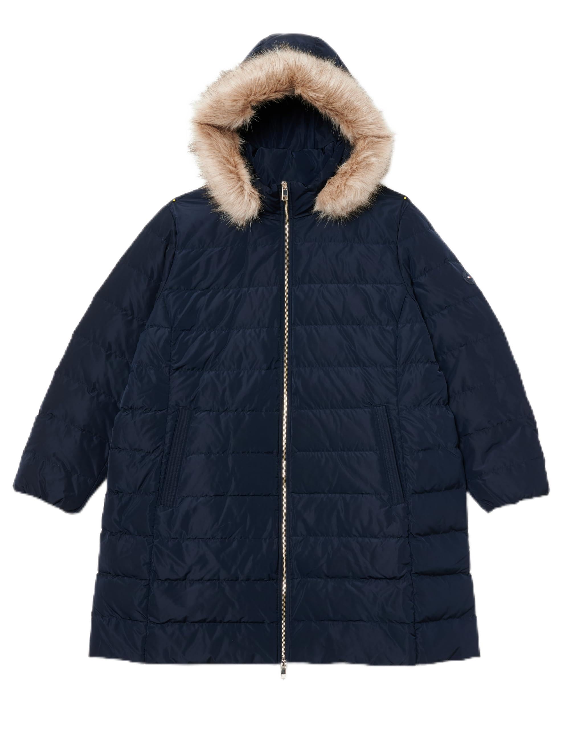 Tommy Hilfiger Women's Tyra Heritage Down Coat with Faux Fur, Blue (Desert Sky), 18