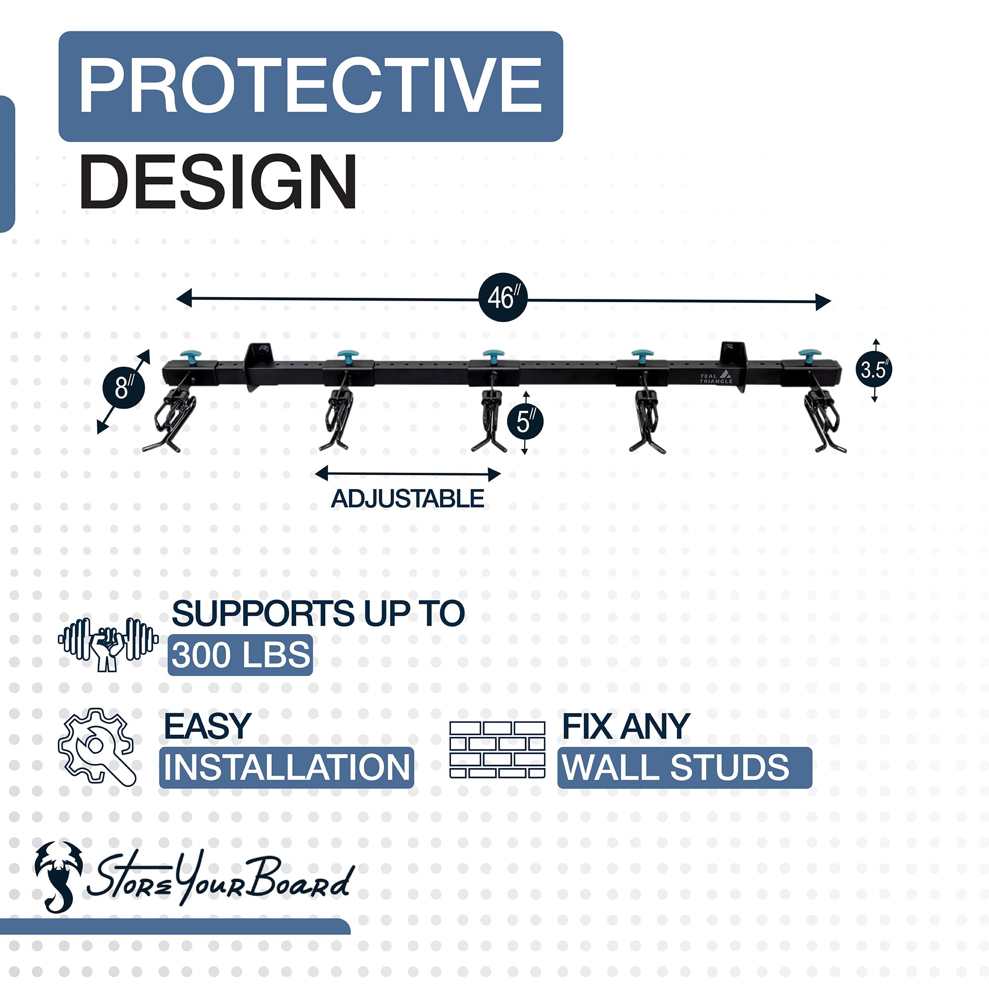 StoreYourBoard Omni - Estante de Almacenamiento de Pared para esquí y Snowboard | Soporte de Pared de esquí para el hogar y el Garaje