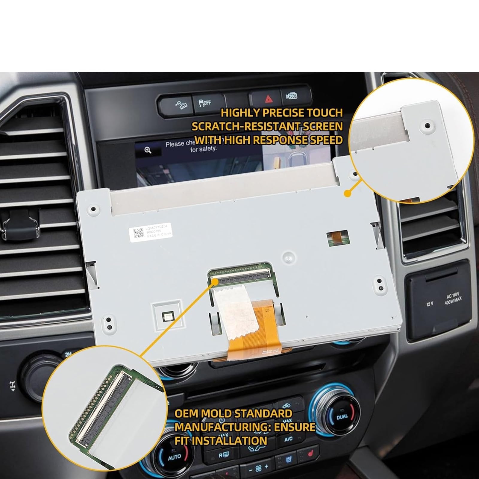 Remplacement d ' écran d ' Affichage à Cristaux liquides d ' Automobile LQ080Y5DZ05 pour Le Moniteur d ' Affichage de Navigation Radio de véhicule Panneau Facile à Installer