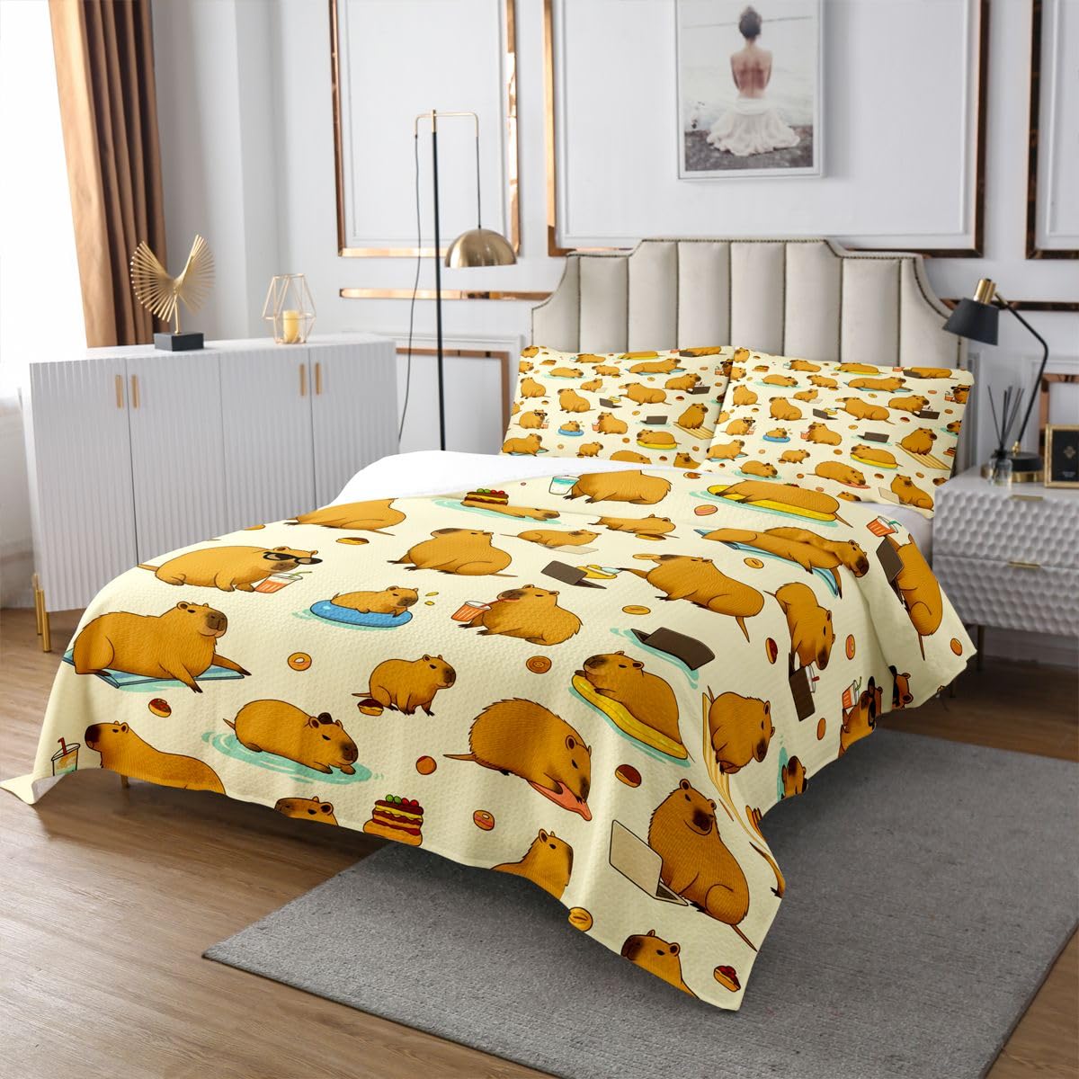Homewish Kawaii Brown Capybara Copriletto Singolo