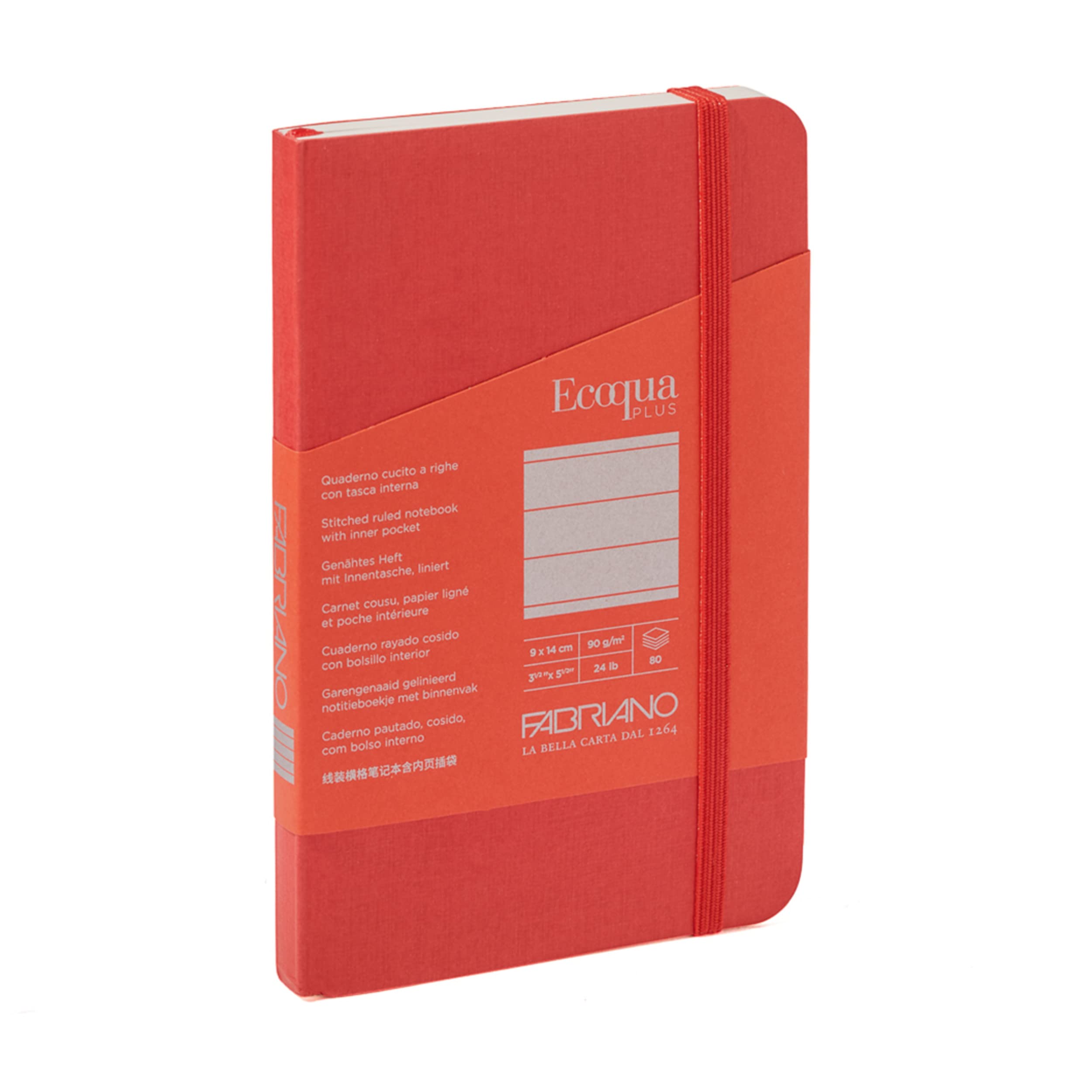 Carnet relié Fabriano Ecoqua Plus rouge de poche 8,9 x 14 cm
