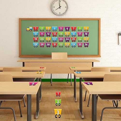 Miniatura 2 de D4DREAM Calcomanías de números para el aula, 48 unidades de 4.5 pulgadas, puntos de línea para piso de aula, autoadhesivos, marcadores de números de