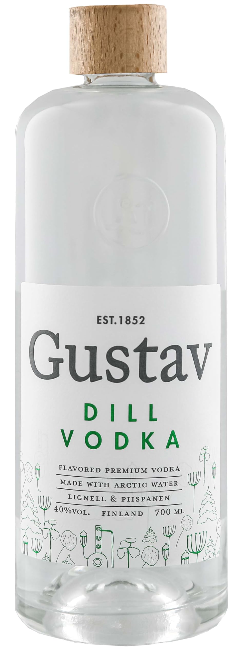 GUSTAV DILL VODKA 40% (1 x 0,7 L) Artisan Premium Dill Vodka aus Finnland, mild und harmonisch weich, handgefertigt im Norden Finnlands | Premium-Wodka aus dem Norden Finnlands