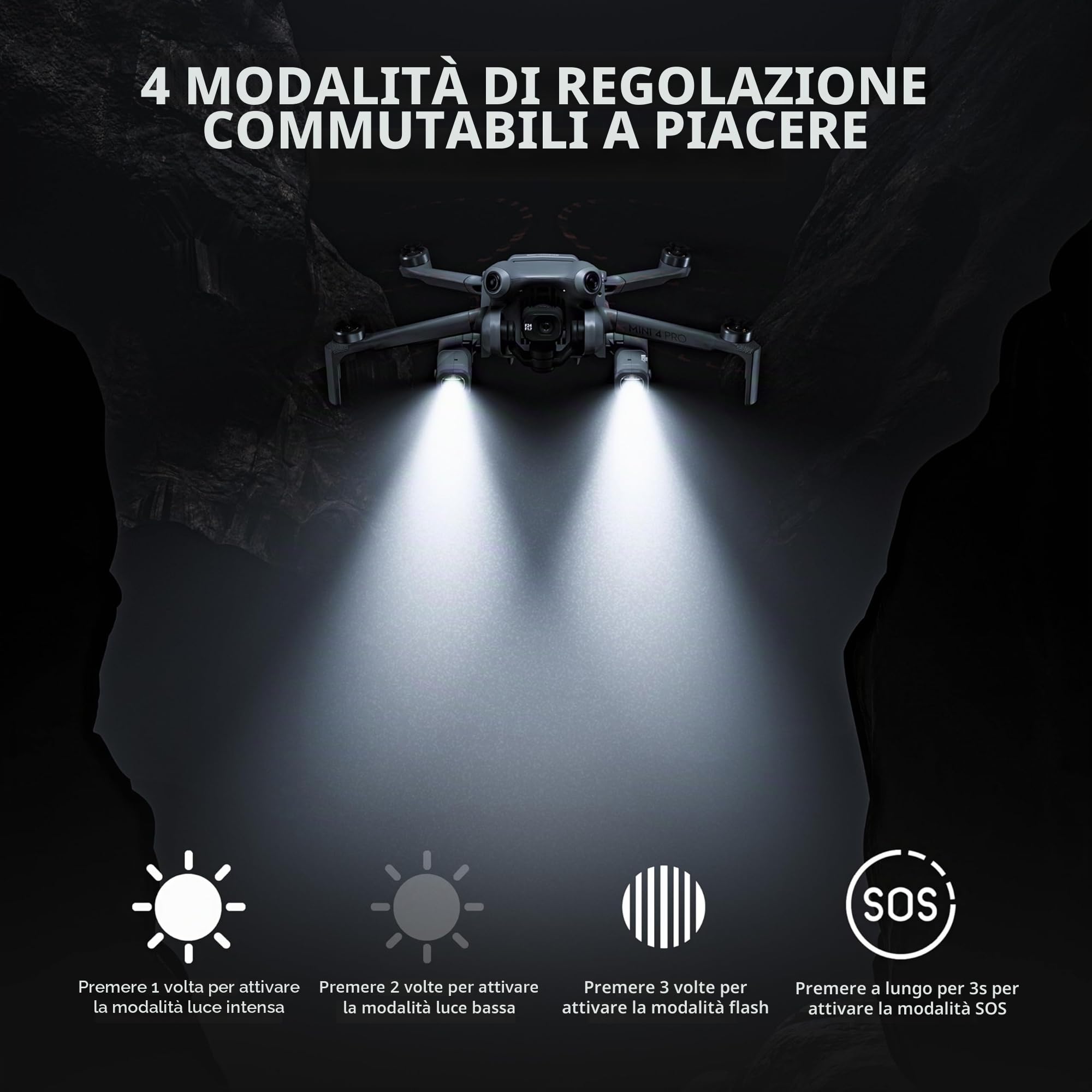 STARTRC Mini 4 Pro LED luce di navigazione notturna per DJI Mini 4 Pro, luce stroboscopica con supporto anti-collisione per DJI Mini 4 Pro