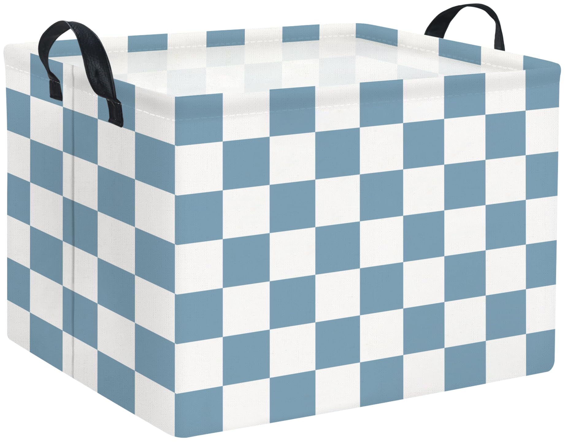 HIYAGON Rectangular Kids Basket Baby Girl Basket Fabric Storage Bin Organizer Box Room Decor(Blue Checkered) โ image 1