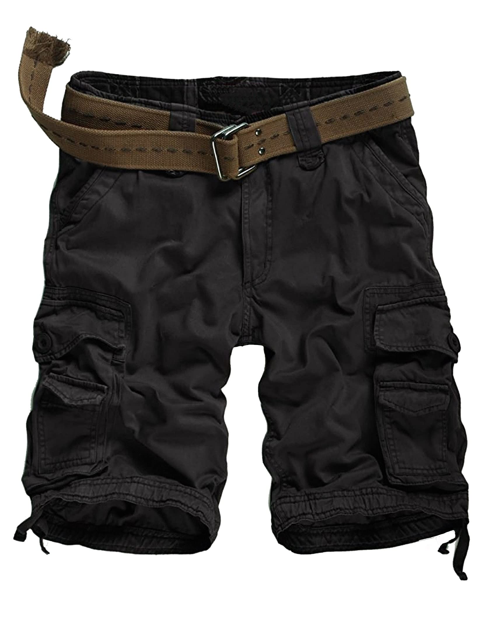 WowFab Mens New Military Multi Pockets Army Cargo Combat Twill Cotton Casual Summer and Indoor Winter Shorts (Black-42N-WF-MSPS)