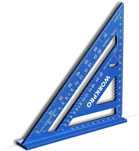 WORKPRO Carpenter's Square Multifunctional Protractor 180 mm Triangle Ruler Try Square Metric Aluminium Alloy Precision Layout Measuring Tool for Carpenters, Engineers