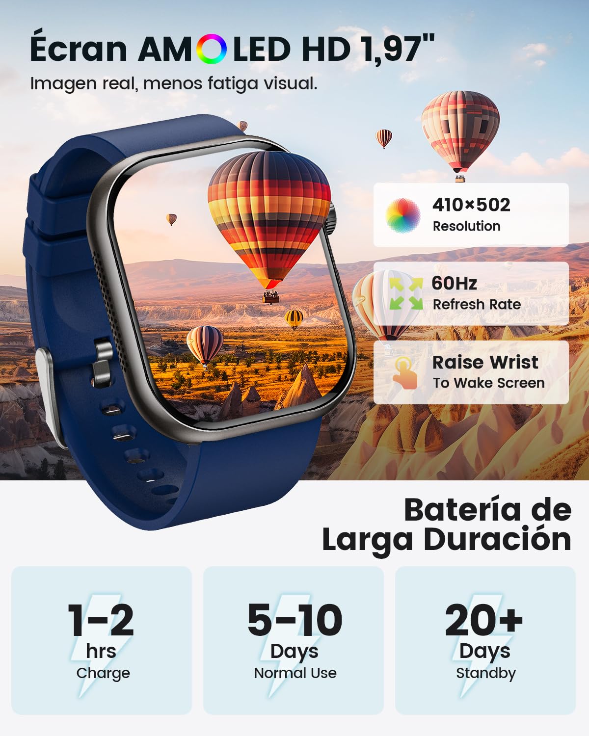 2026 Nuevo Reloj Inteligente Hombre con ECG, HRV, Monitoreo Temperatura Corporal, Presión Arterial, 1,97" AMOLED Smartwatch Salud con Monitor de Frecuencia Cardíaca 24h, SpO2, Monitor de Sueño, IMC