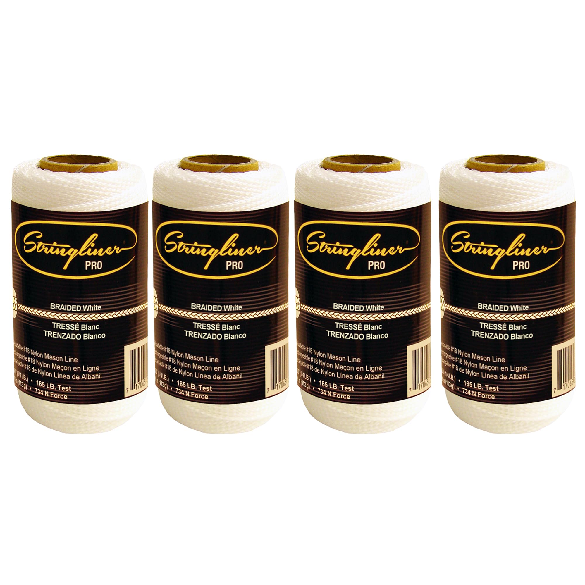 35153 Mason’s Line Replacement Rolls – 1/4 Lb. #18 Construction Replacement Roll Braided White 250'. (4 Pack)