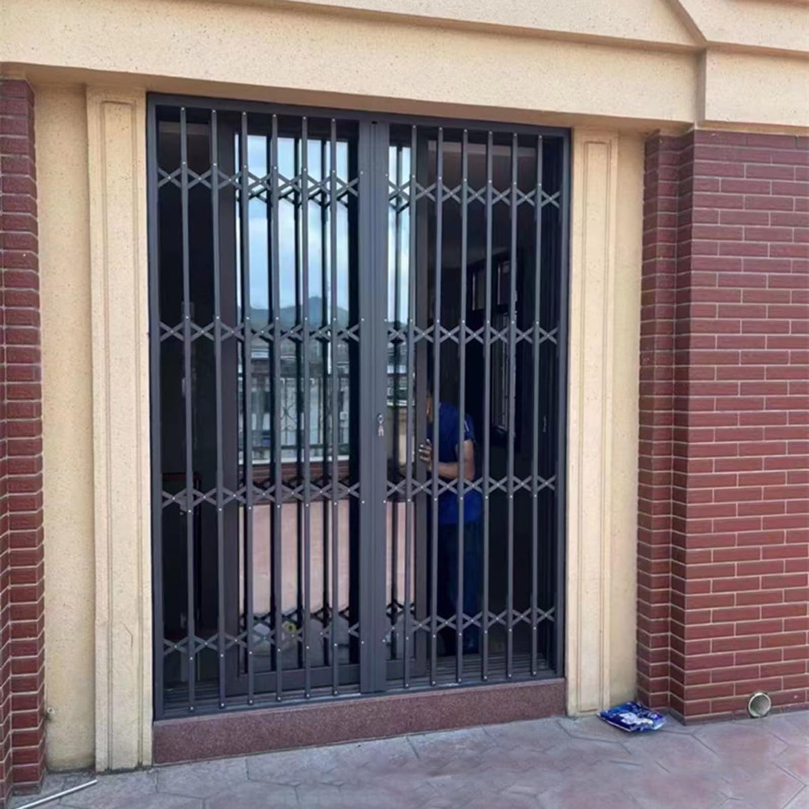 Reja Ventana Barra de Seguridad para Puerta Corredera con Cerradura, Red para Ventana, Portón/Barra de Seguridad para Puerta, Salida de Liberación Rápida(W50xH90cm/20x36in)