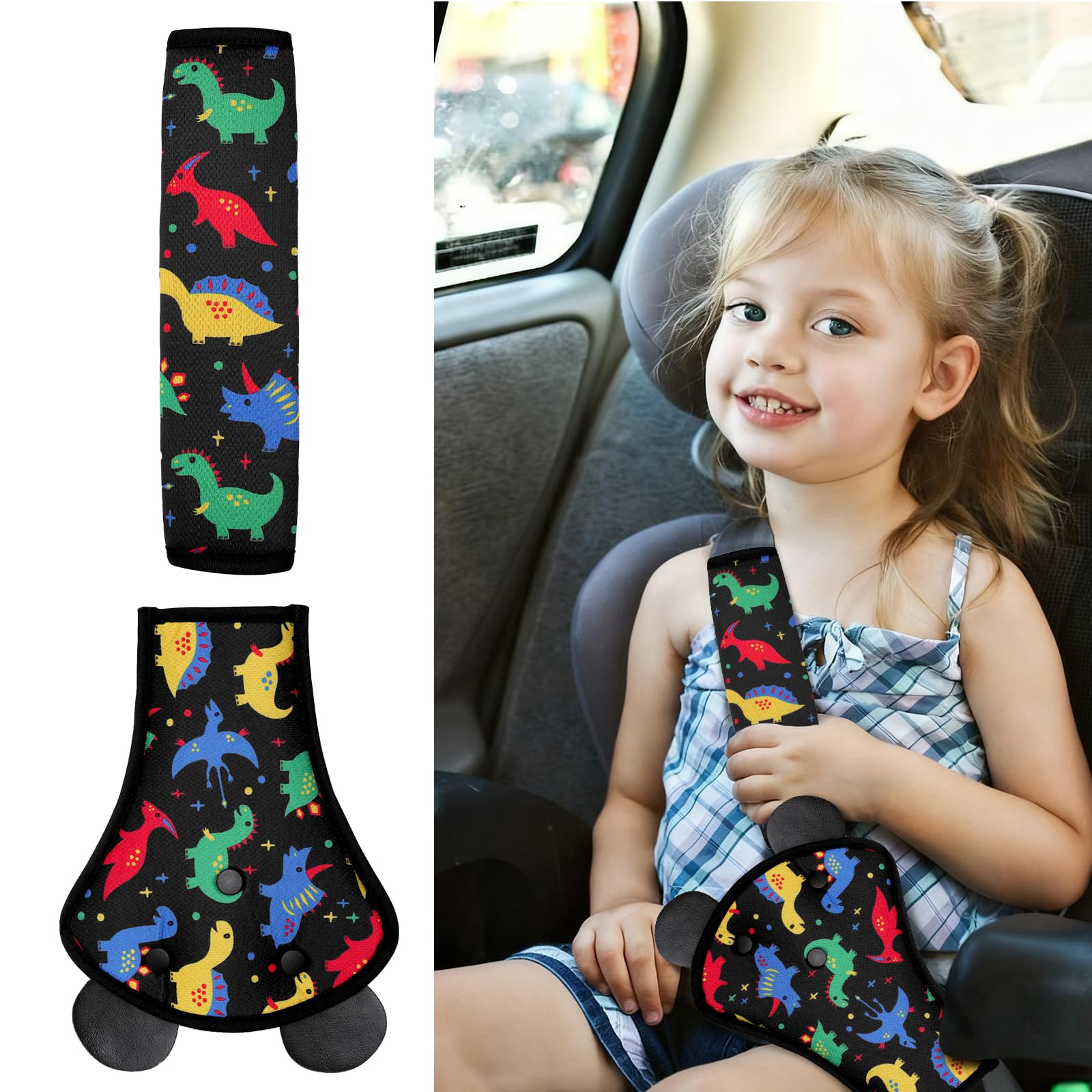 Protector para Cinturón de Seguridad, Almohadillas para Cinturones de Seguridad para Niños, Almohadillas Protectores de Hombro para Automóviles,Desmontable,Ajustable,para Niños y Niñas