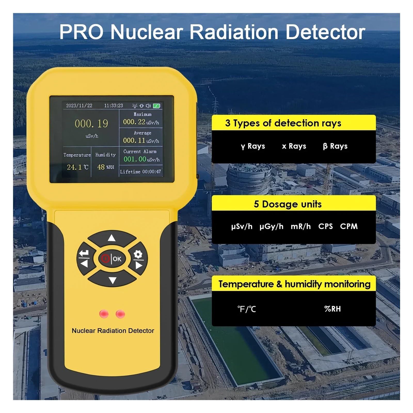 Detector de Gas, Detector de radiación nuclear profesional 886A Detector de radiación de contador Geiger Rayos X Y Gamma