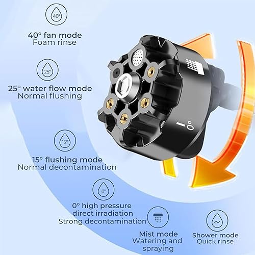 Miniatura 6 de Lavadora a presión inalámbrica portátil de 600 PSI, lavadora a presión a batería con boquilla 6 en 1 y manguera de 17 pies, lavadora eléctrica