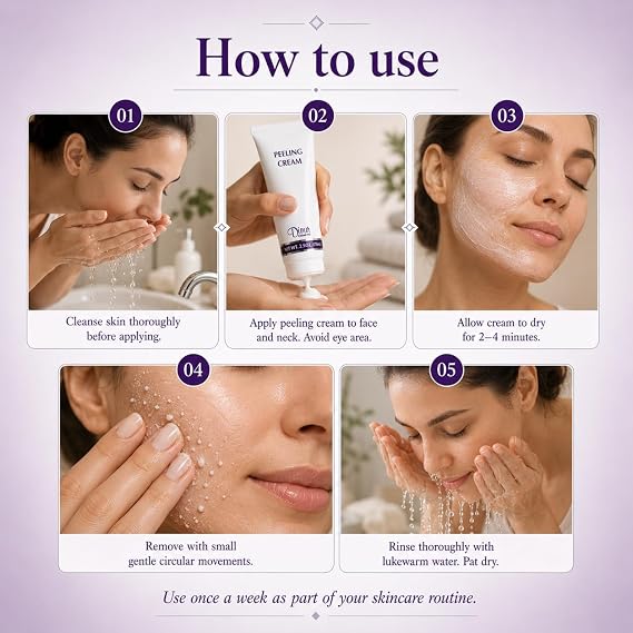 Dinur Cosmetics Peeling Cream Removes Dead Cells Gentle Exfoliation for Clearer Healthier Skin 2.5 oz. 70 ml.