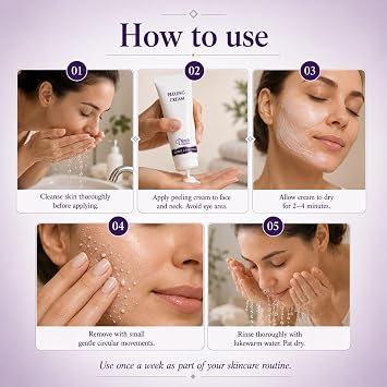 Dinur Cosmetics Peeling Cream Removes Dead Cells Gentle Exfoliation for Clearer Healthier Skin 2.5 oz. 70 ml.