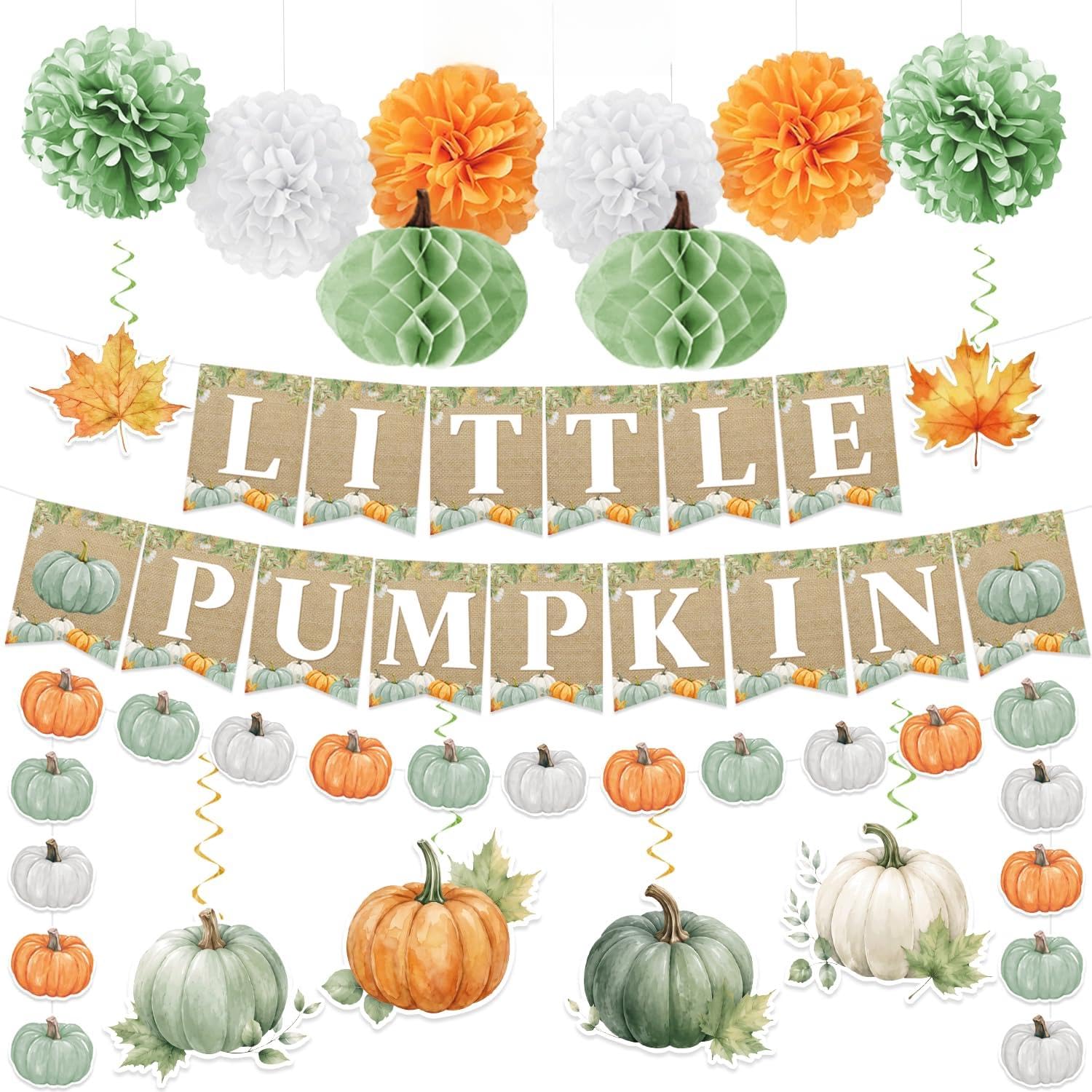 16 Pcs Little Pumpkin Baby Shower Decorations, Fall Baby Shower Decorations
