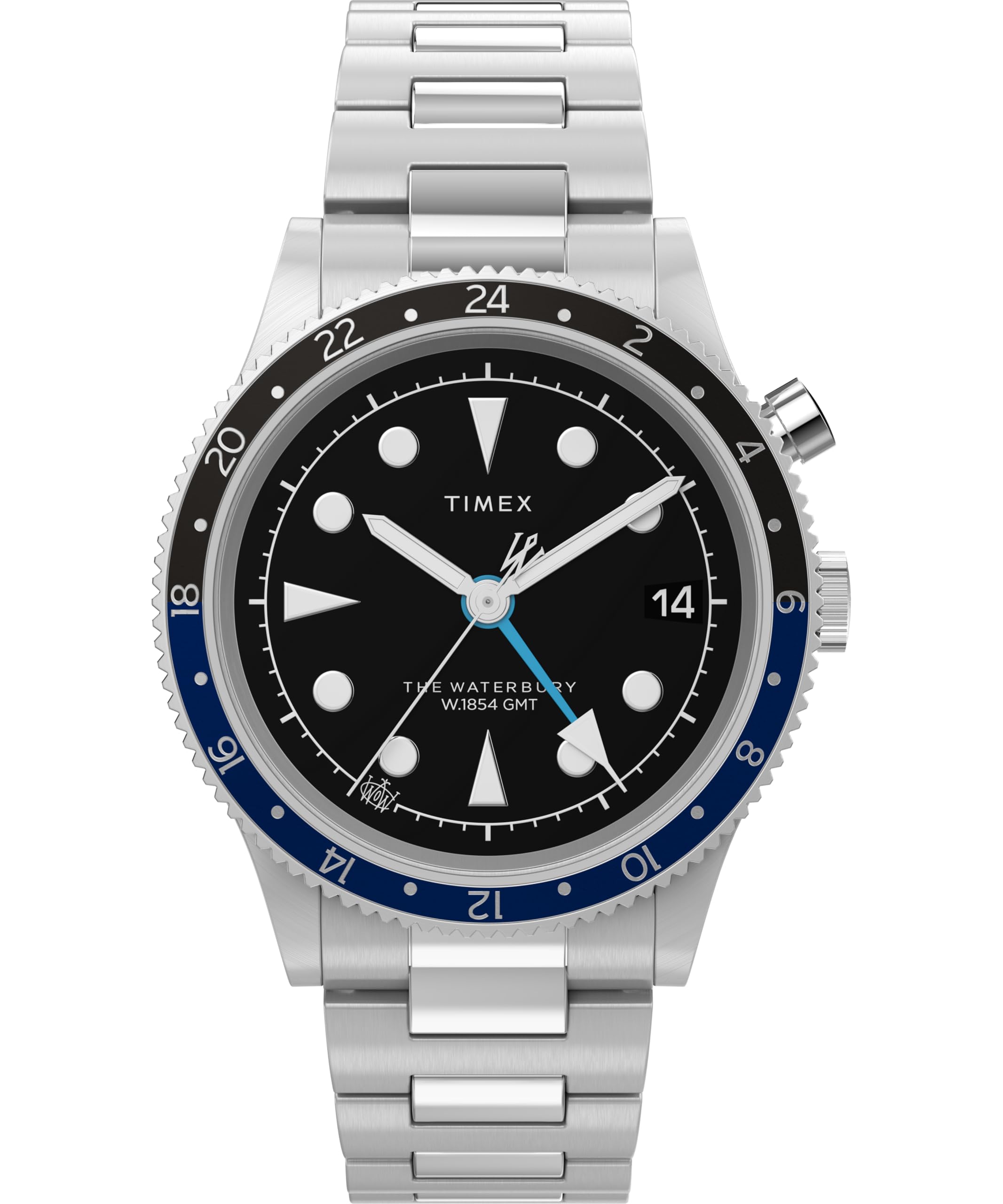 Timex Men's Waterbury 39 mm Watch, Stainless Steel Bracelet Black Dial Stainless Steel Case TW2Y29700