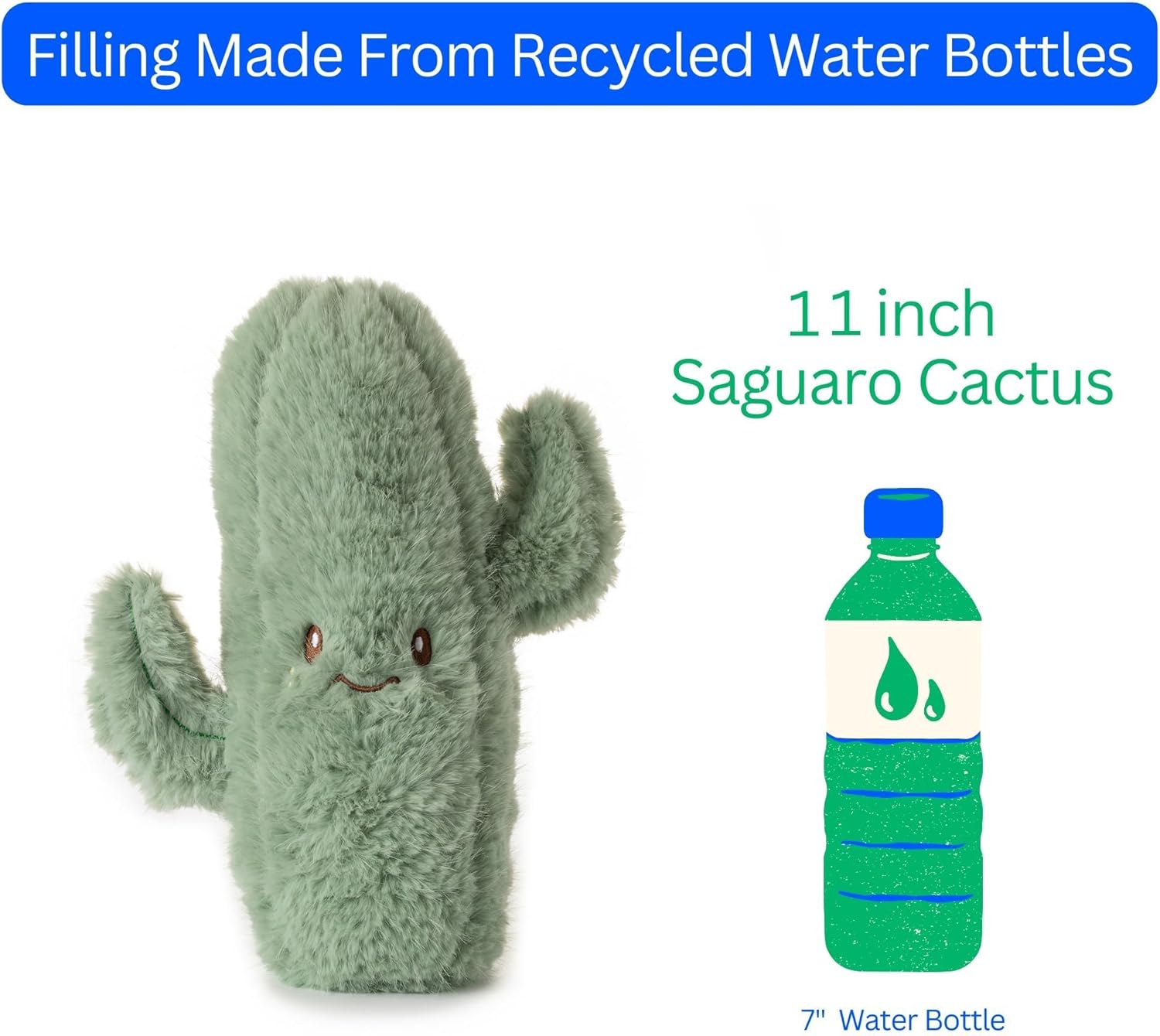 The Petting Zoo Saguaro Cactus Stuffed Animal Plushie, Gifts for Kids, Southwest Animals, Green Cactus Plush Toy 11 Inches