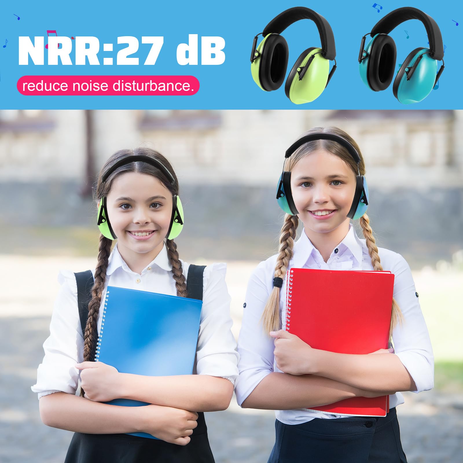 Amylove Auriculares de protección auditiva para niños, reducción de ruido, cancelación de ruido, protección auditiva de 27 dB