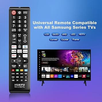 New Updated Universal Remote Control for All Samsung TV Remote, Replacement Compatible for Samsung LCD LED HDTV 3D Smart TVs Models with 7 Shortcut Buttons, No Setup Needed