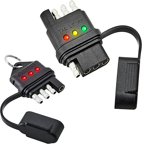 Oyviny Probador de circuito de remolque plano de 4 vías + probador de luz de remolque de 4 pines con diseño de doble extremo