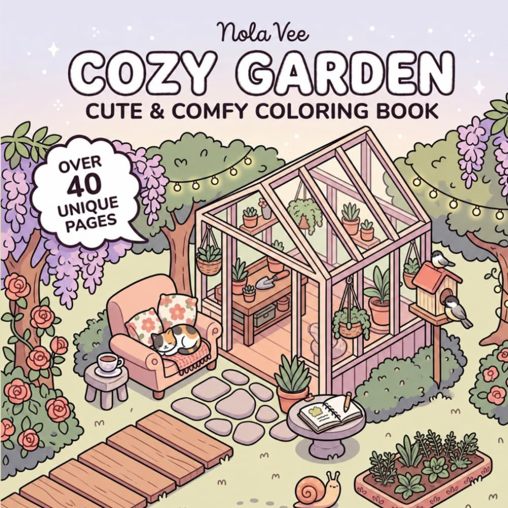 Cozy Garden Coloring Book: Bold and Easy Cottage Garden Designs for Adults and Teens Featuring Blooming Flowers, Garden Paths, Greenhouses, Cozy Outdoor Spaces and Peaceful Nature Scenes