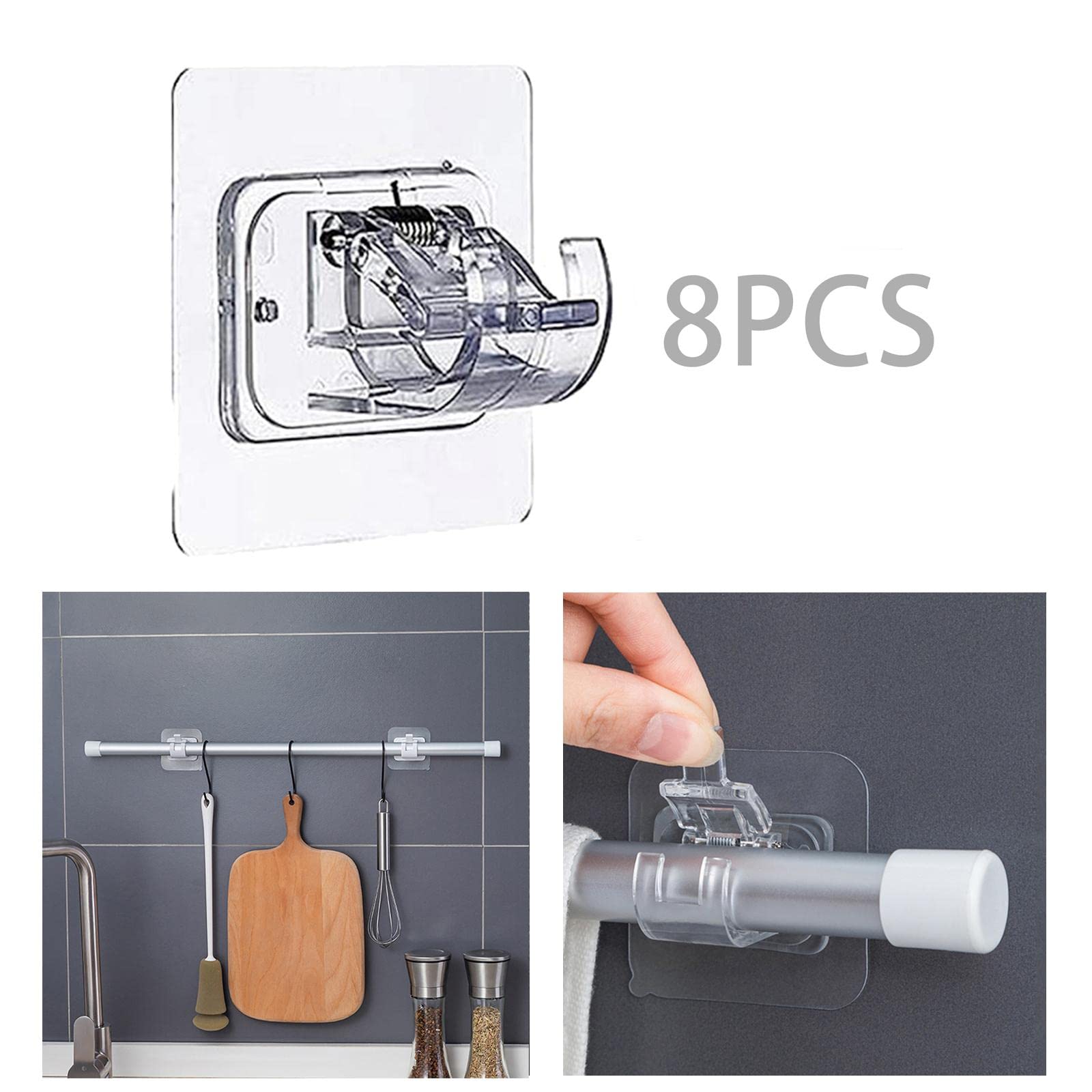 Lot de 5 supports de tringle à rideaux - 8 pièces - Transparent