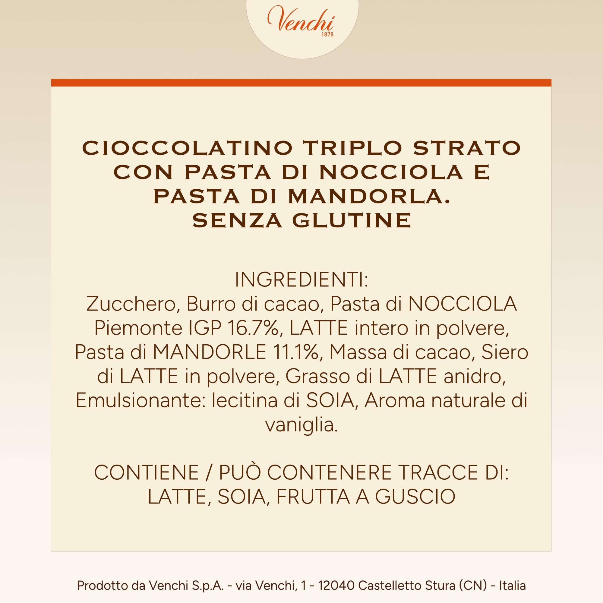 Venchi - Cremini 1878, Cioccolatini Triplo Strato con Pasta di "Nocciola Piemonte IGP" e Mandorla, 1 Kg, Senza Glutine, Senza Coloranti e Senza Conservanti