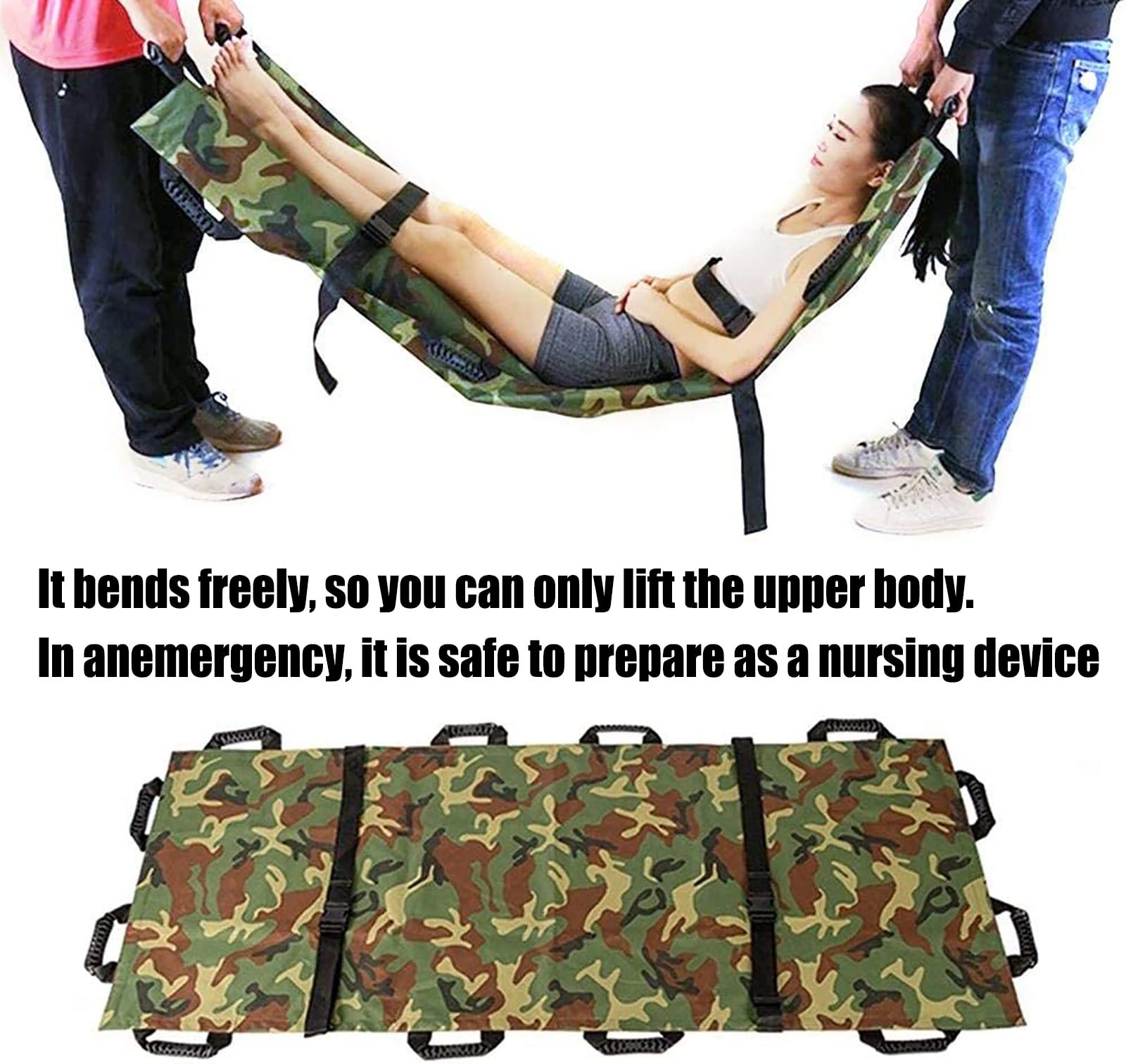 Brancard portable, brancard souple et imperméable à 12 poignées, brancard pliable de secours d'urgence pour hôpitaux, installations sportives, ambulances, matériel médical pour personnes handicapées a