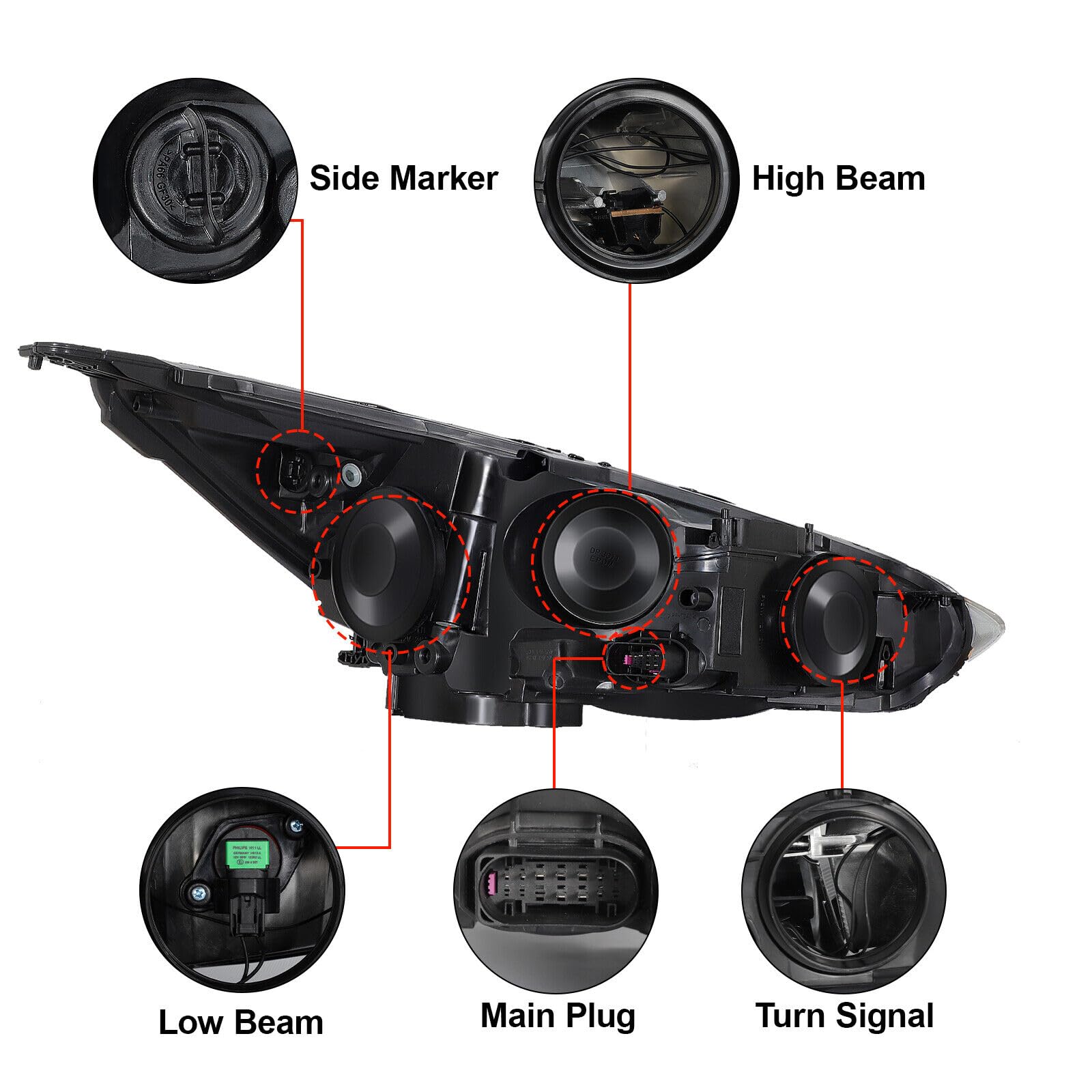 Amazon.com: Reinko LED DRL Headlights Assembly (ST Style