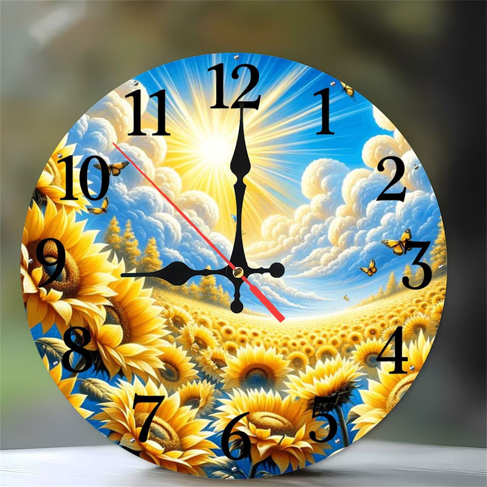 Horloge murale quartz sans tic-tac 12 pouces à pile pour chambre et salon