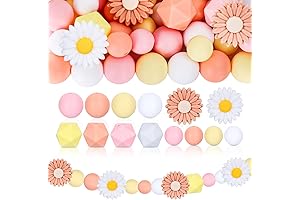 Peach Daisy Silicone Beads For Jewelry Making