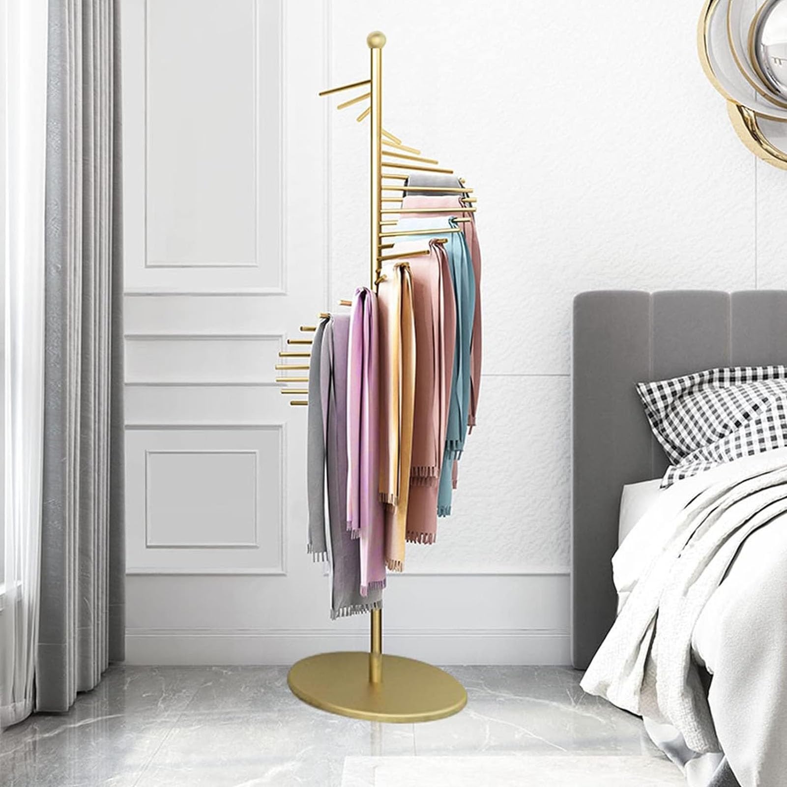 Metalen Sjaal Houder Display Stand Organizer met Spiraal Ontwerp voor Kleding Winkel Ruimtebesparende Planken Lint Organizer Rack Opknoping Bar
