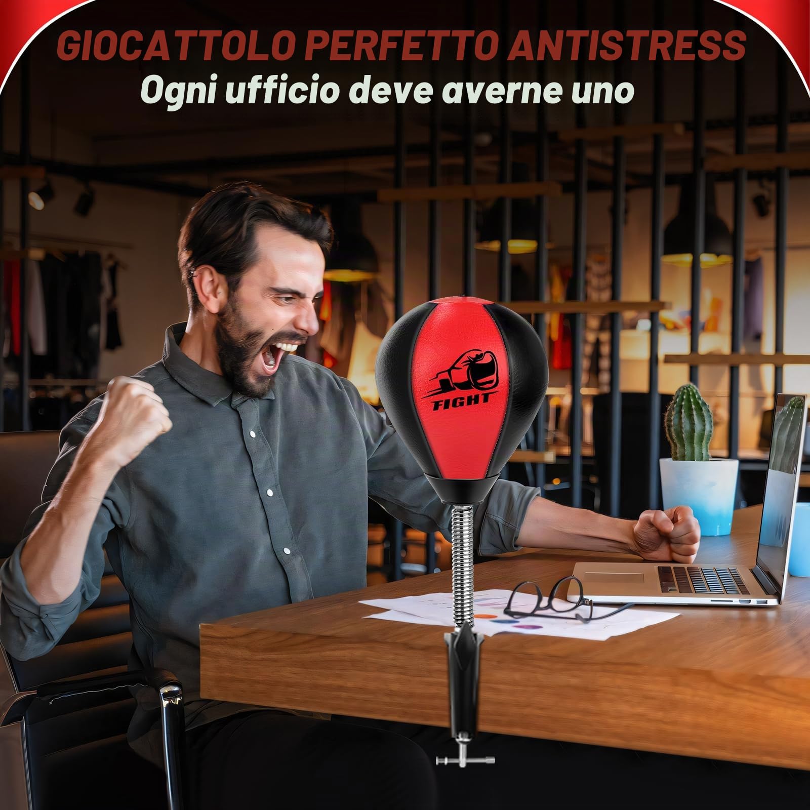 NZQXJXZ Sacco da Boxe da Tavolo, Punching Ball con Ventosa Super Forte e Morsetto da Scrivania per Tavolo da Ufficio e Banconi, Regalo Divertente per Amici o Colleghi