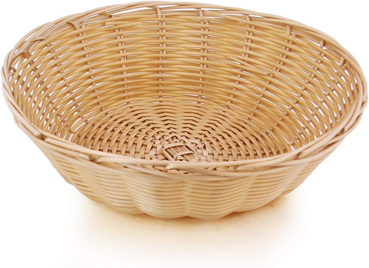 New Star Foodservice 7006940 Food Serving Baskets 9 x 2.75 inch Round, Hand Woven, Polypropylene, Set of 12, Natural Natural (Round) 9" x 2.75"