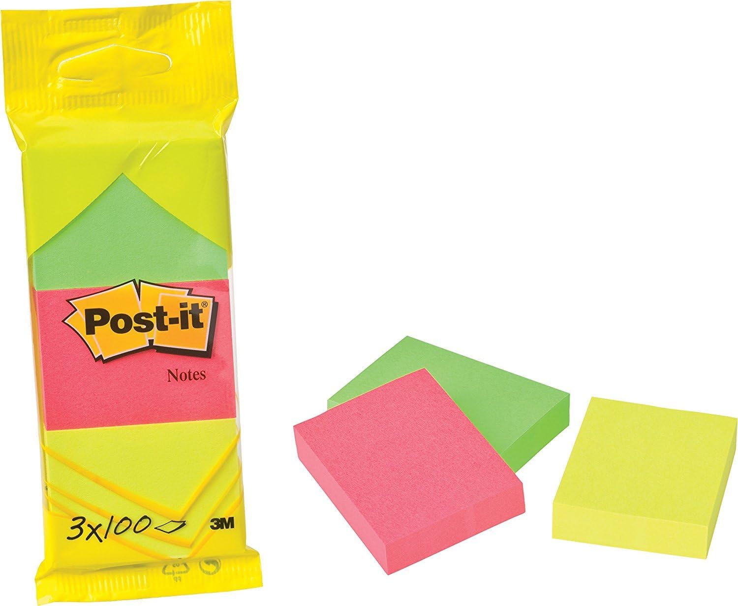3M Post It Notes Self Adhesive 51x38mm 100 Sheets Pack of 3 Color
